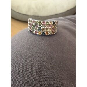 Sterling Silver  Lab Alexandrite Multicolor Wide Band Ring Size 10 #607